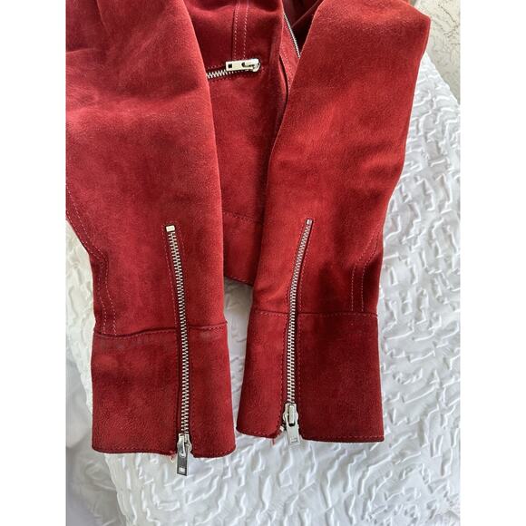 IRO Merlot RED LAMBSKIN Suede JACKET BIKER SIZE 36 US 2 RETAIL $1100.00 - Picture 13 of 13